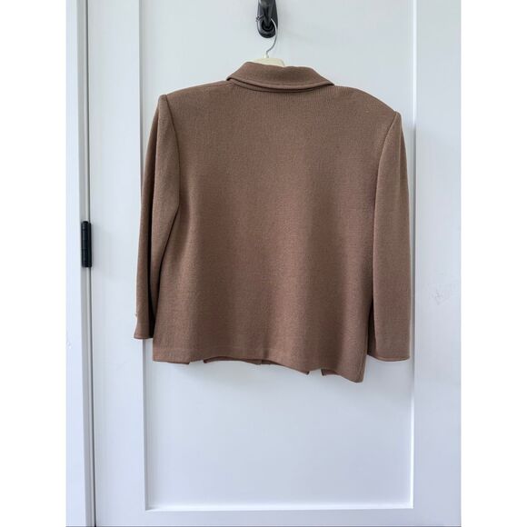 St. John Collection By Marie Gray Button Front Knit Blazer Tan Women's Size 8 - Picture 4 of 5